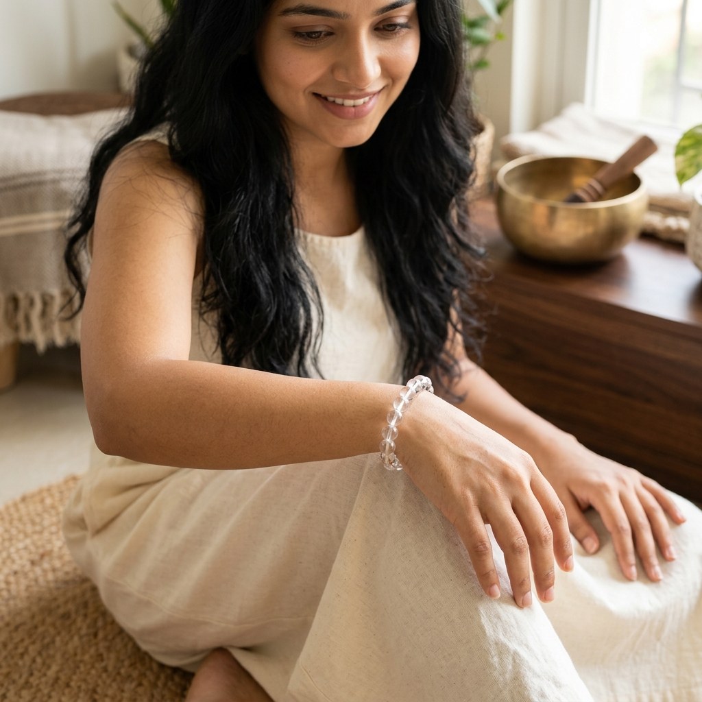 Clear Quartz Bracelet — lifestyle shot | Kubair