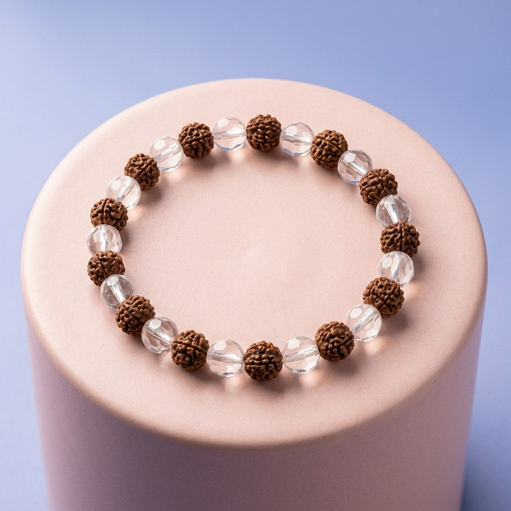 5 Mukhi + Sphatik Bracelet — studio product photo | Kubair