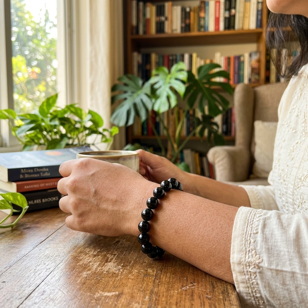 Black Tourmaline Bracelet — lifestyle shot | Kubair