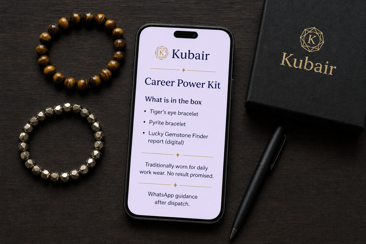 Career Power Kit: Tiger's eye, Pyrite, Lucky Gemstone Finder report | Kubair