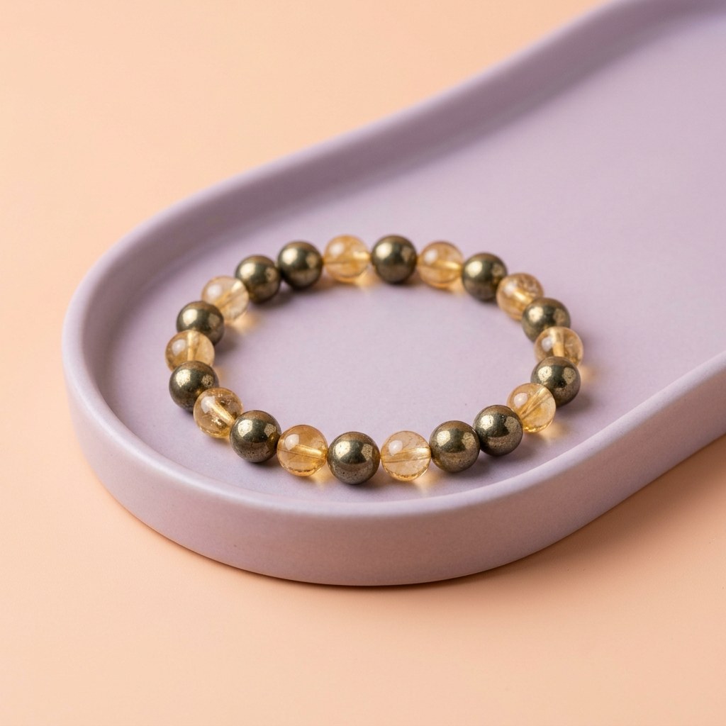 Dhan Yog Pyrite + Citrine Bracelet — studio product photo | Kubair