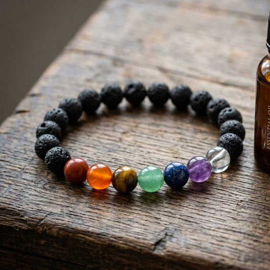 Lava + 7 Chakra Bracelet — studio product photo | Kubair