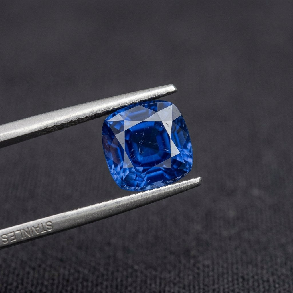 Neelam — Blue Sapphire — certified loose stone, studio macro | Kubair