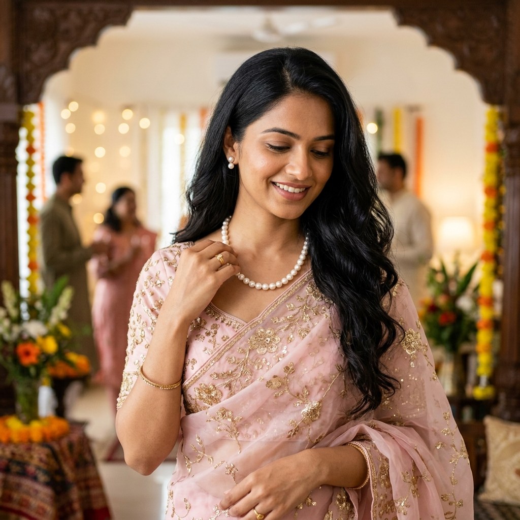 Pearl Necklace — worn, lifestyle | Kubair