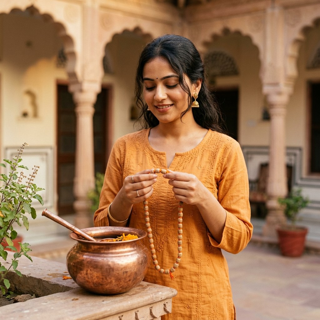 Tulsi Mala — lifestyle shot | Kubair