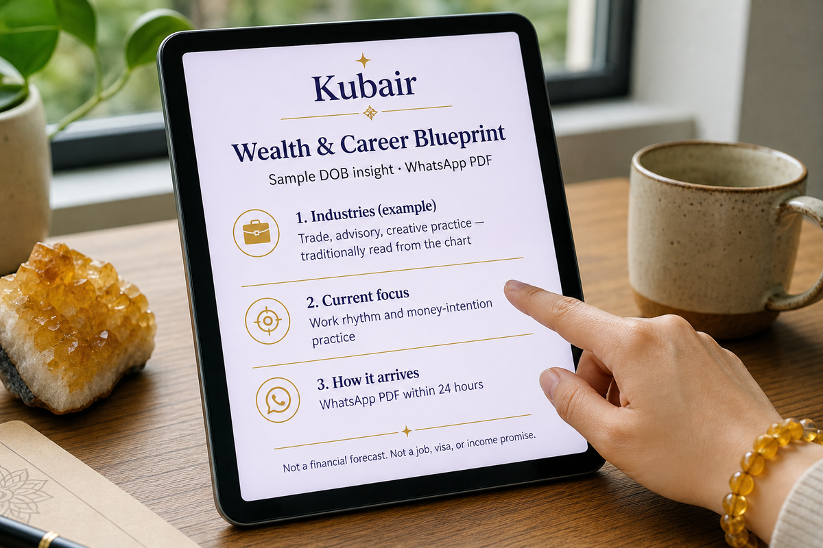 Wealth and Career Blueprint sample DOB insight, WhatsApp PDF | Kubair
